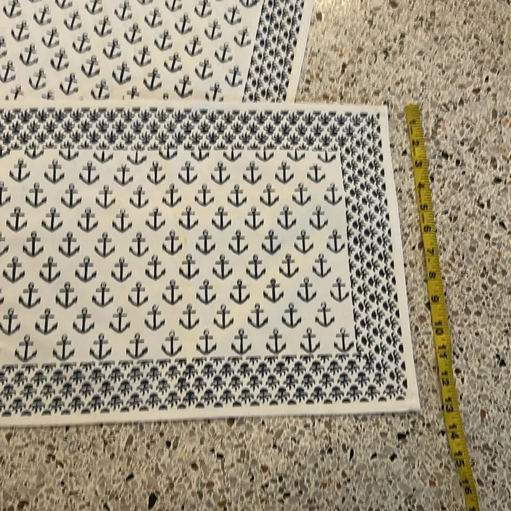 Pomegranate Ahoy anchor navy white placemats 4 made in India